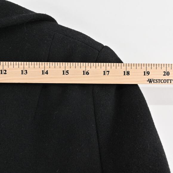 Vtg‎ ANNE KLEIN Womens Wool Pea Coat Size XS Black Mid Double Breasted USA 90s - Picture 5 of 13